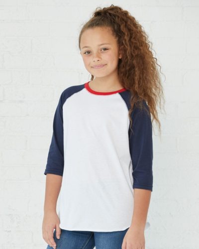 Long Sleeve Tee – LAT 6130 – 3/4 Sleeve Youth Baseball Fine Jersey