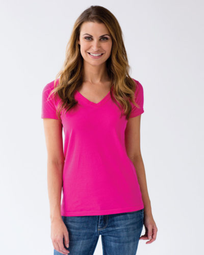 T-Shirt – Tultex 214 – Ladies Slim Fit Fine Jersey V-Neck Tee